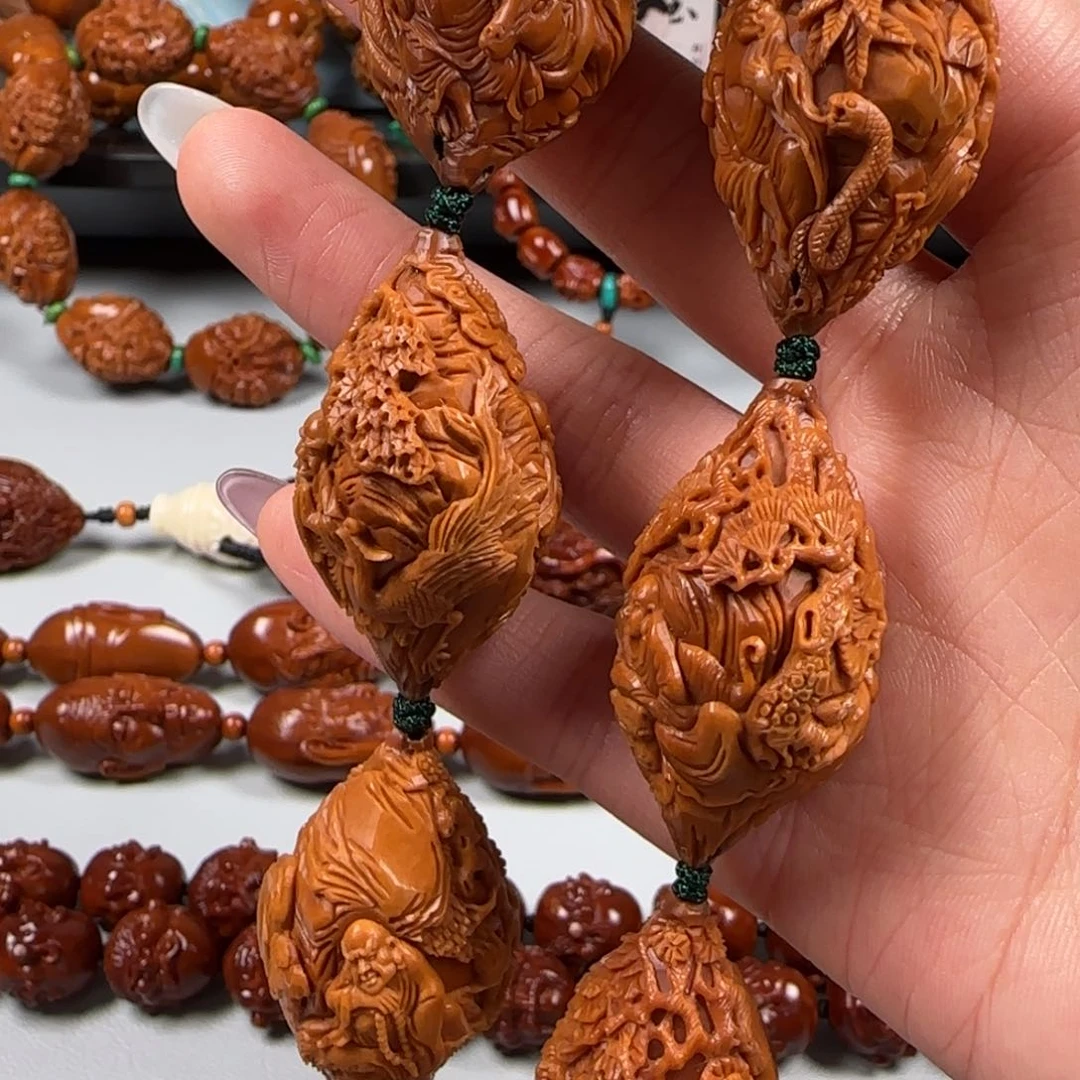 手串橄榄核水晶核风景十八罗汉手持