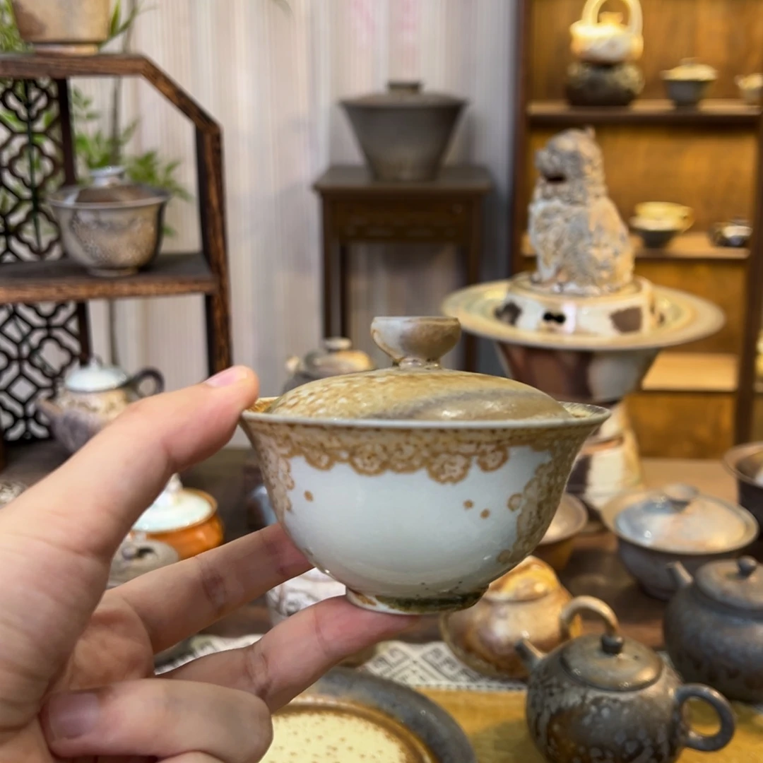 不染柴烧精品盖碗
