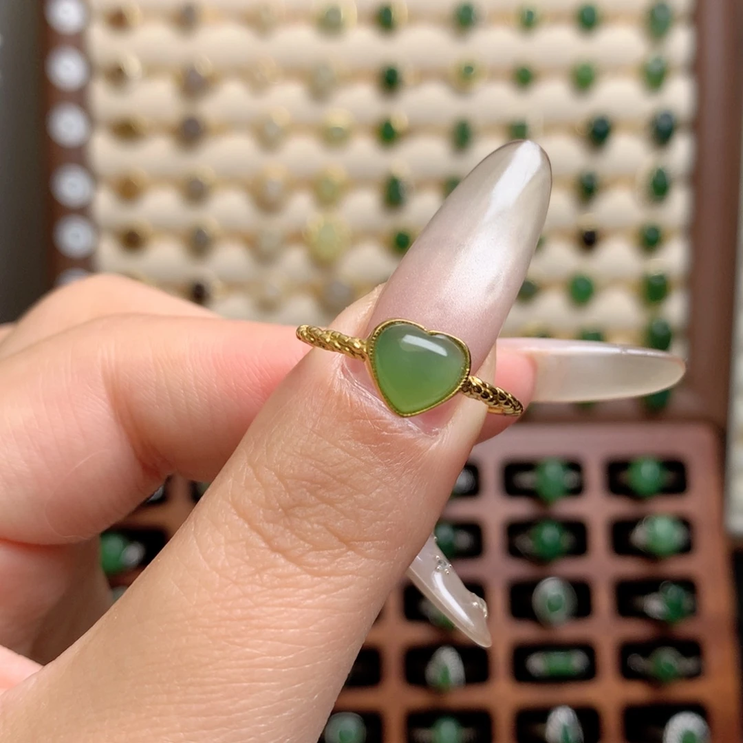 和田玉银S925镶嵌戒指