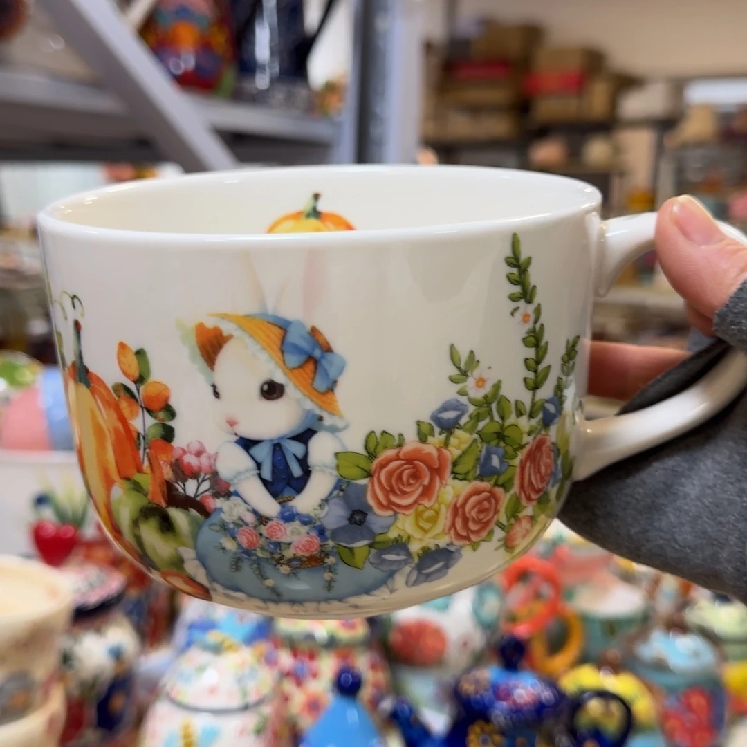 瓷片外贸南瓜兔大容量早餐杯1只