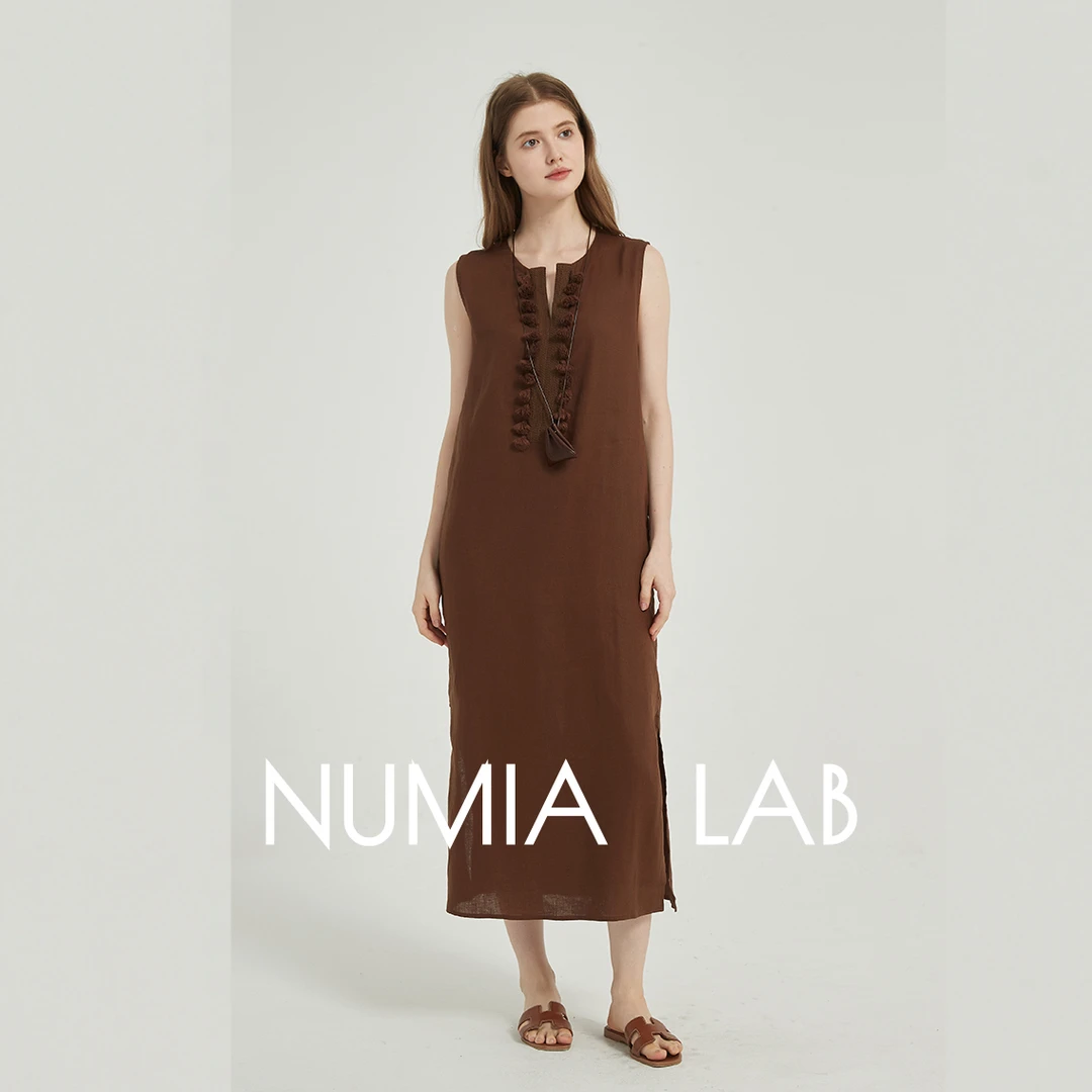 25新款NUMIA LAB 奴咪丫流苏亚麻连衣裙