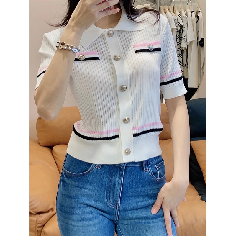 春夏款小香风针织衫上衣 气质显瘦时尚女装夏季百搭