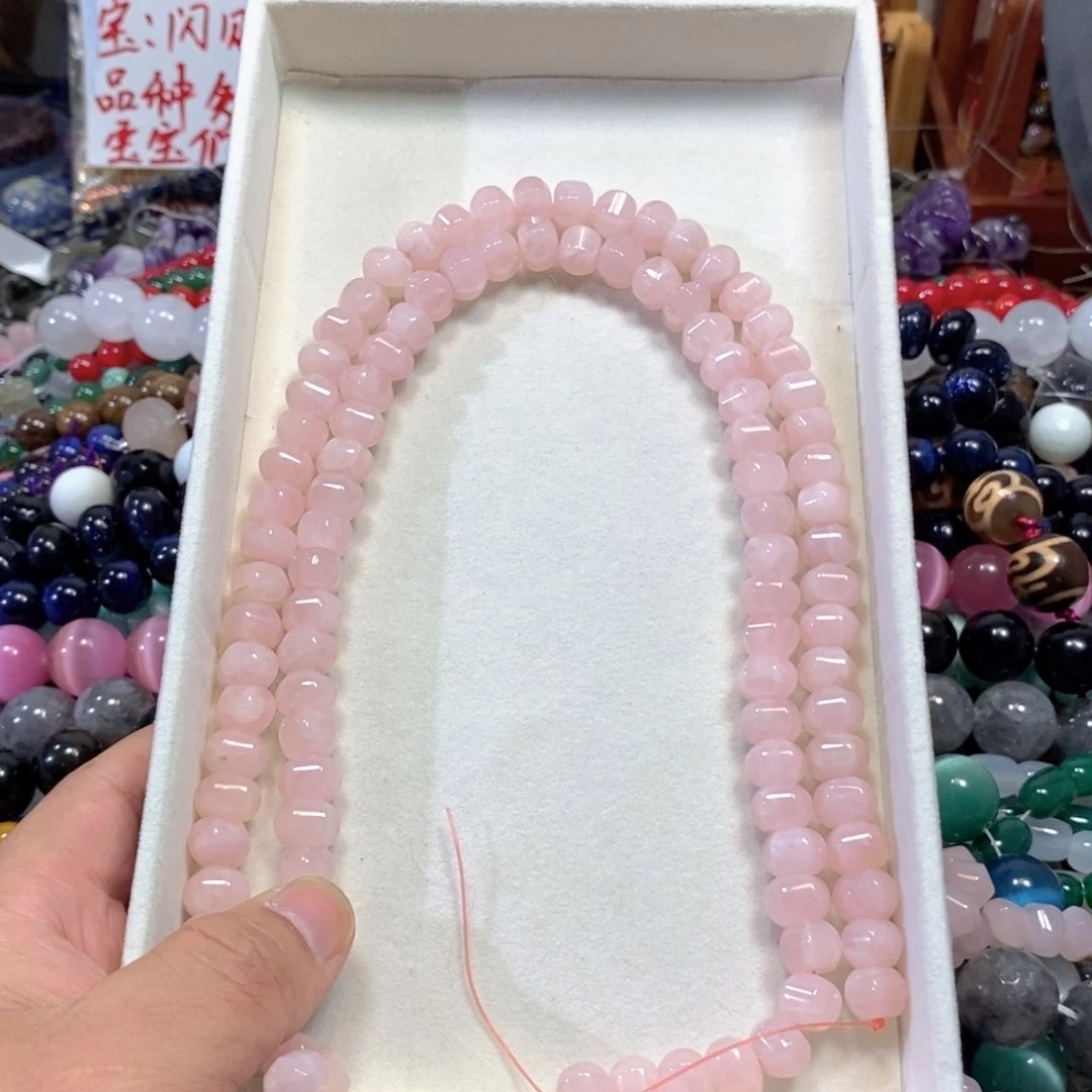 玛瑙/玉髓合金珠宝半成品粉水晶灯笼珠一条