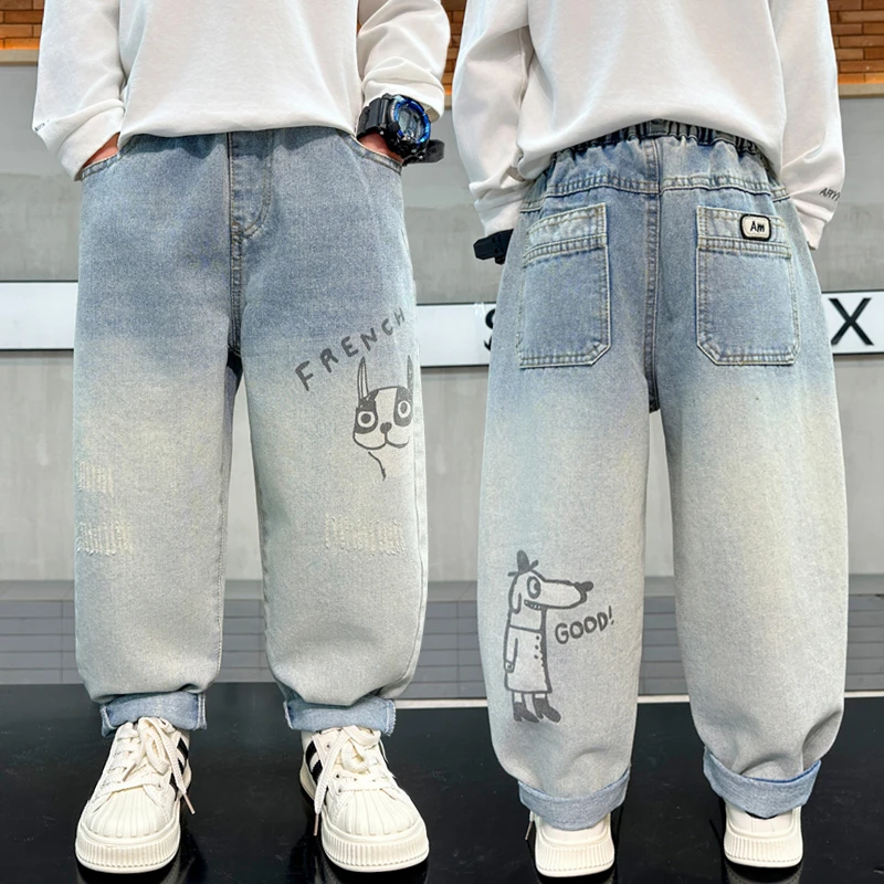 男童牛仔裤2025年新款童装春秋秋款中小童长裤卡通男宝宝洋气裤子