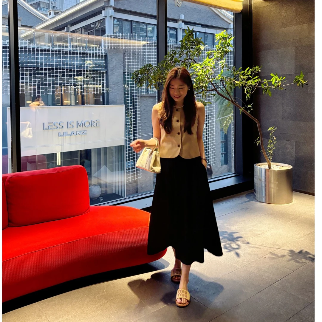 遮肉显瘦松紧腰长裙25601