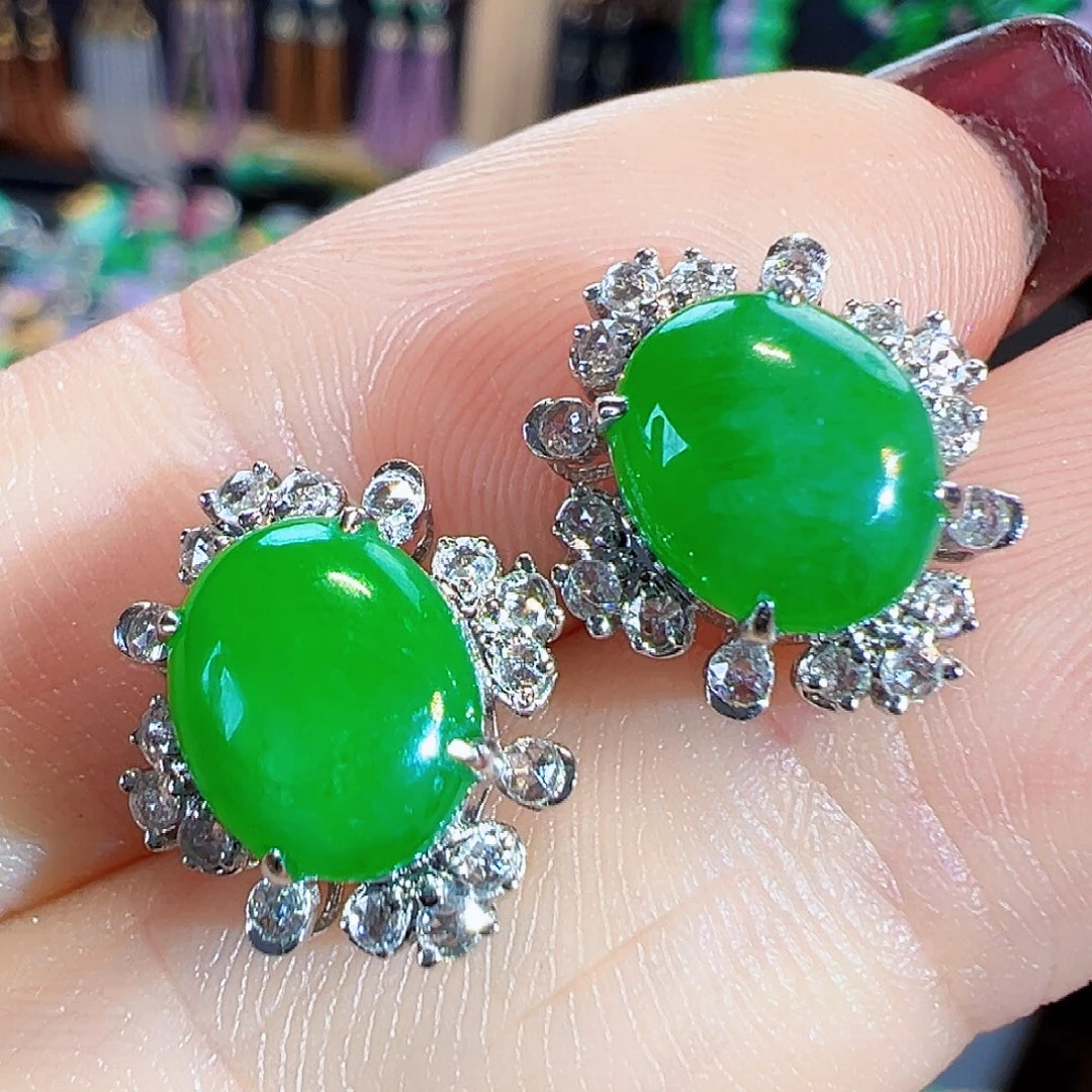 翡翠18K金镶嵌耳饰签收后24小时鉴赏期