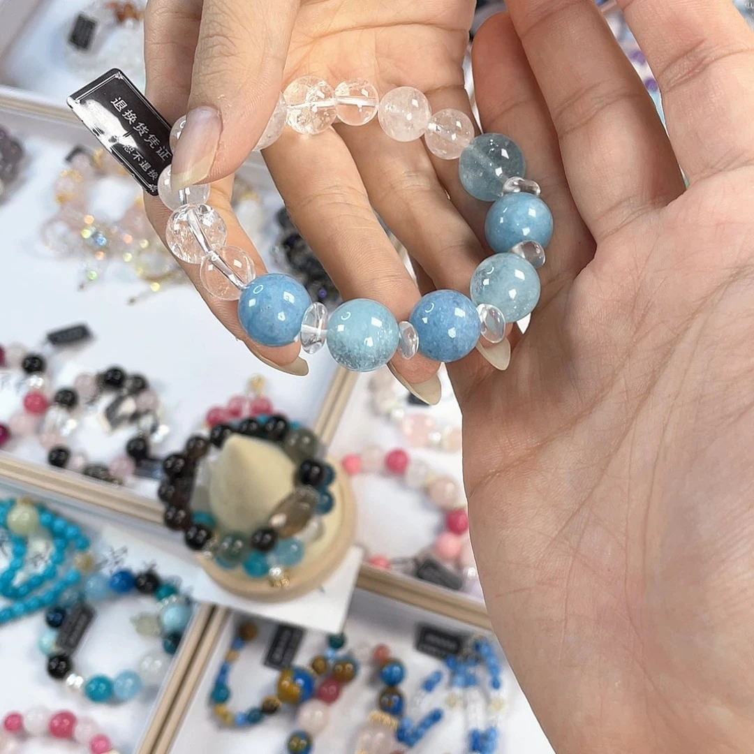 水晶手链银S925镀金镶嵌