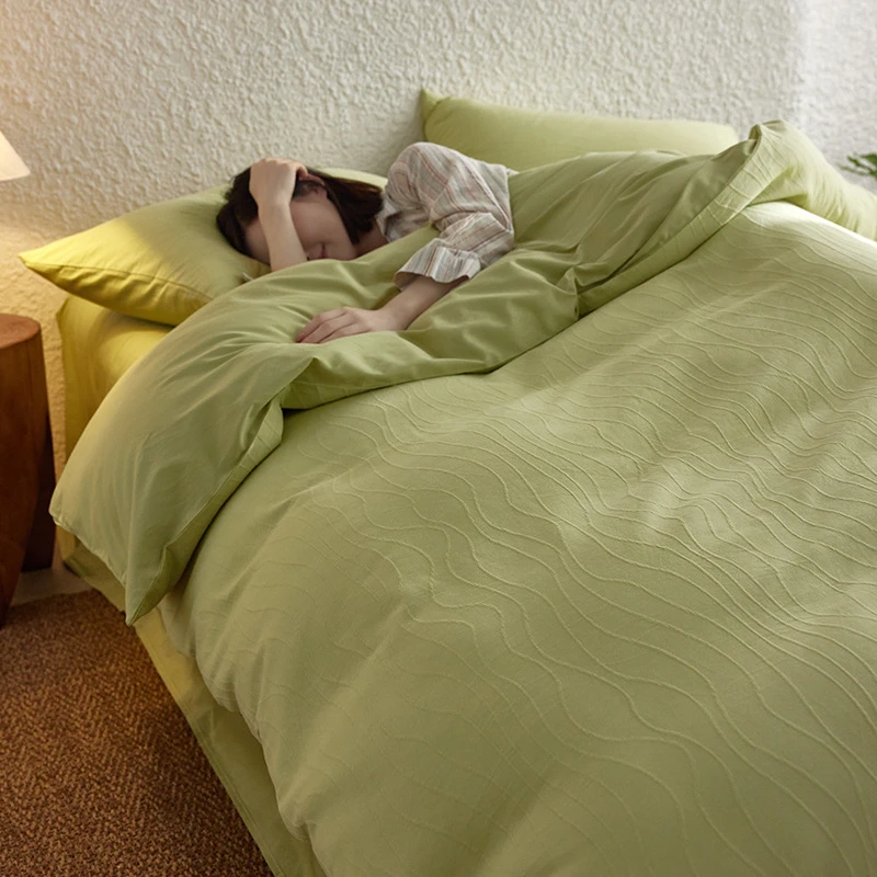 纯棉提花床上四件套棉轻奢高级感床品被套床单三件套床笠高级感