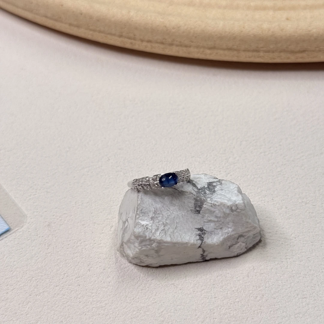 90新  【六六中古】孤品银925蓝宝石开口戒指aj4896