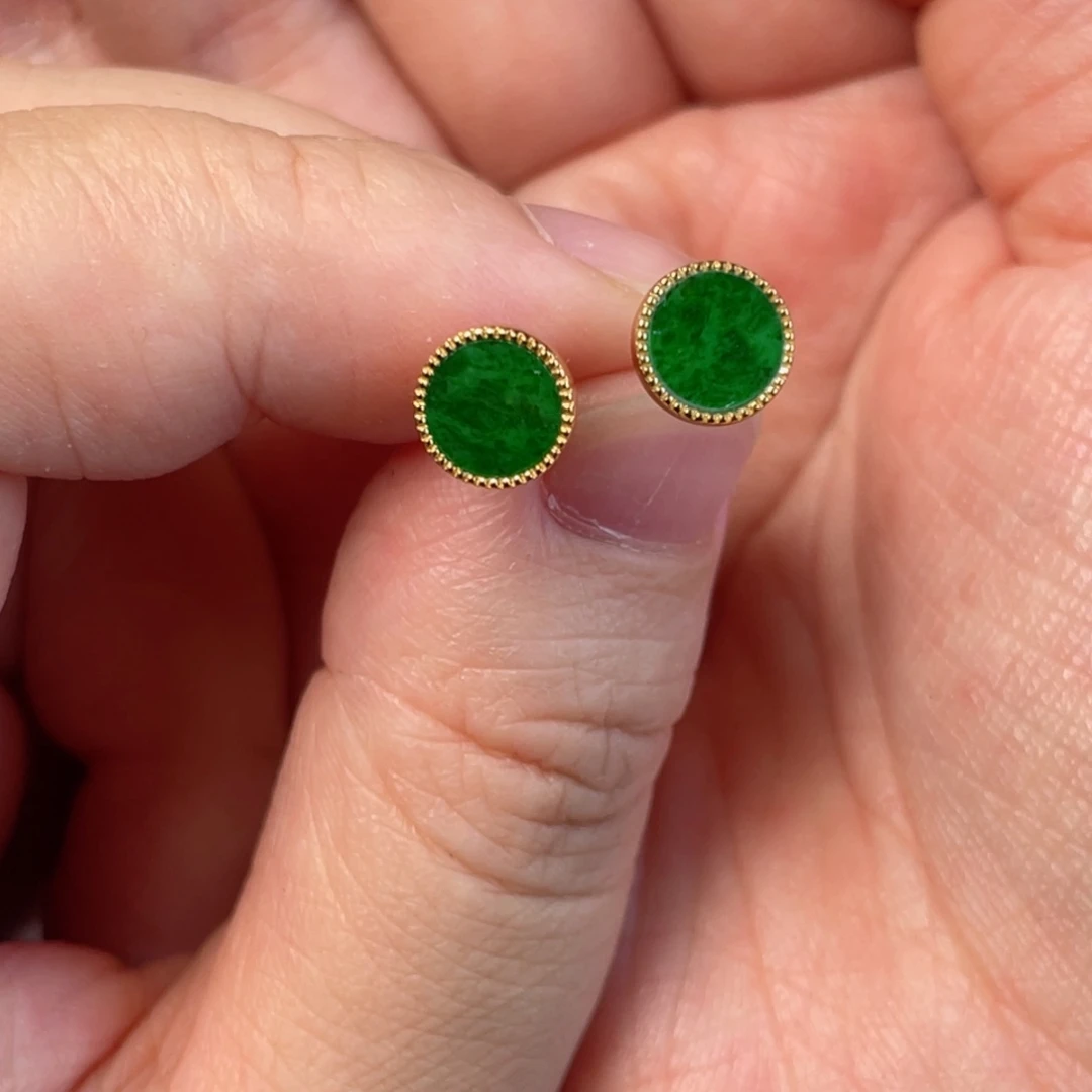 翡翠银S925镶嵌颈饰耳钉