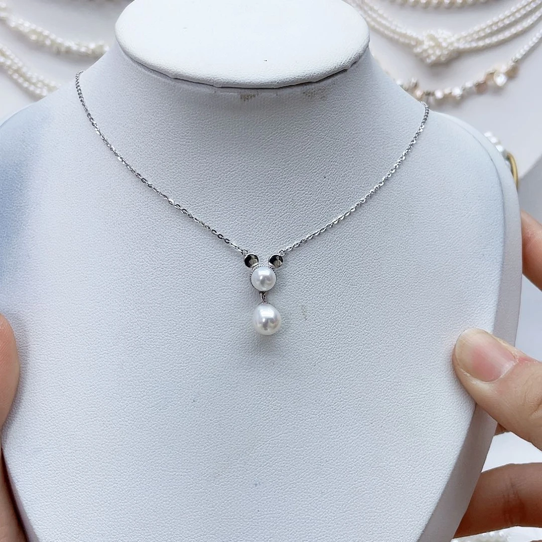 颈饰银S925镶嵌淡水珍珠