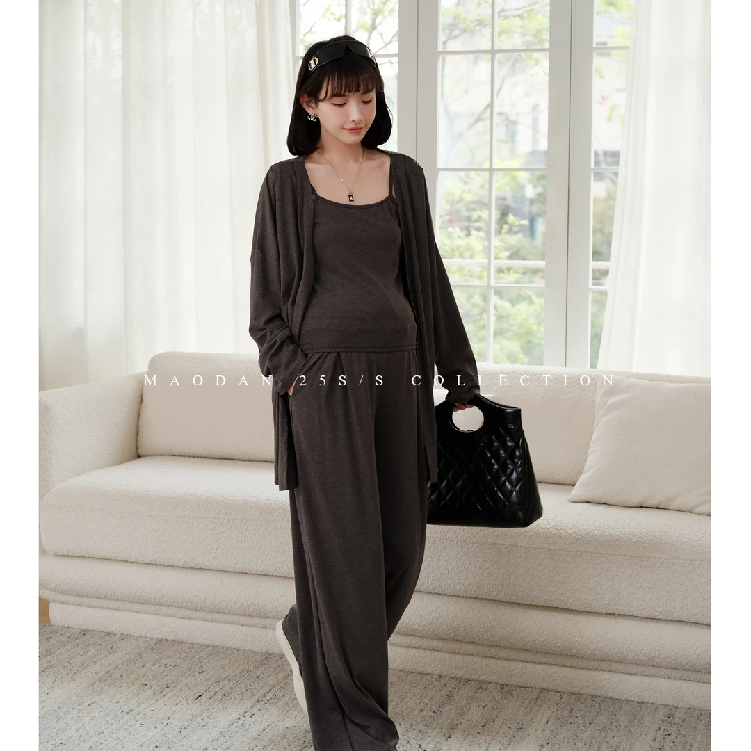 maodan/猫单清仓【智性套装】孕妇套装2025新款直筒阔腿裤三件套.