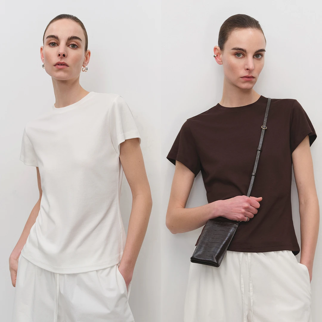 MSBEAST美国进口强捻醋酸棉_R0W时髦正肩微松身百搭“小飞袖”短T