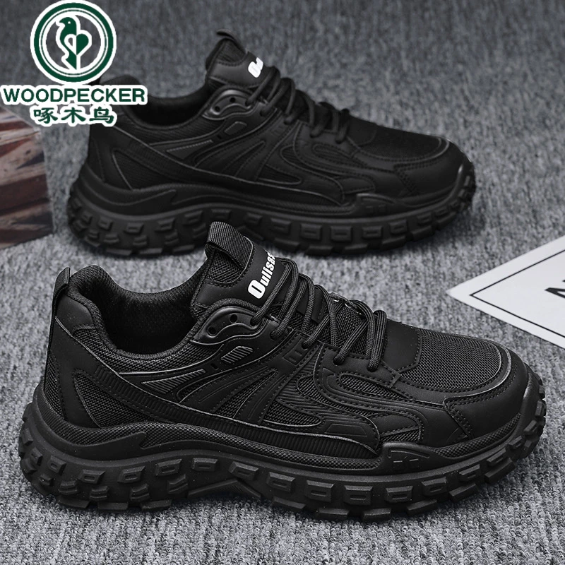 【正品】啄木鸟老爹鞋2024春季网面耐磨休闲鞋轮胎底运动跑步鞋男