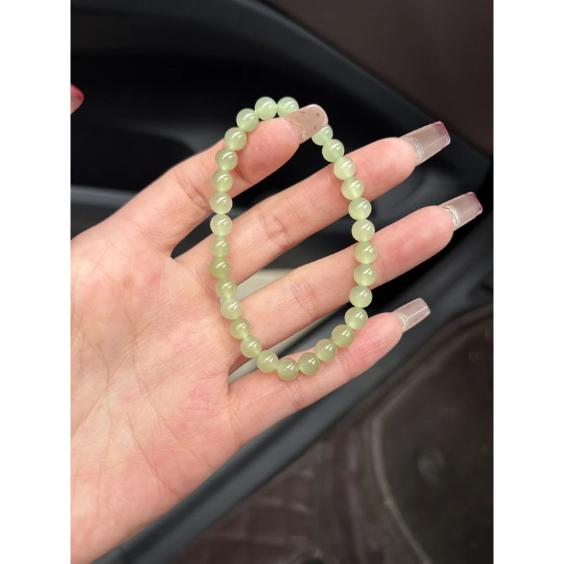 6mm高品质天然和田玉冰透晴水手串百搭国风女士精美手链多样发一