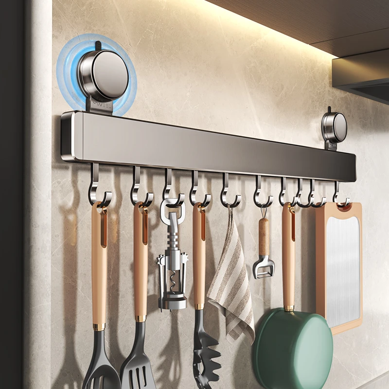 【都宝】吸盘免打孔厨房置物架锅铲勺子一体挂架壁挂式收纳架