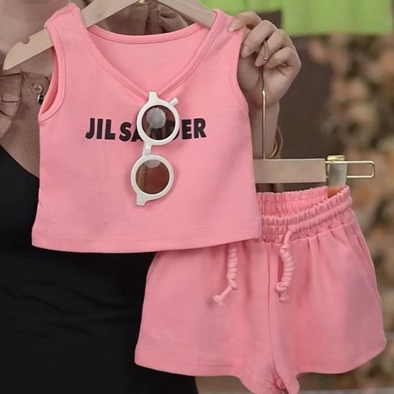 女童运动套装2024新款洋气女宝宝夏季衣服儿童夏装小背心两件套潮
