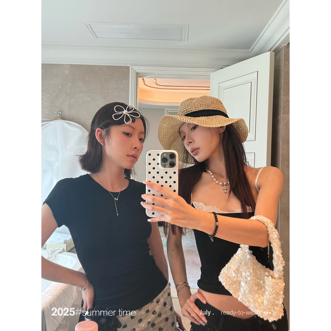 SUNONEONE 拼接蕾丝可调节吊带背心女夏美式修身显瘦上衣H1198D