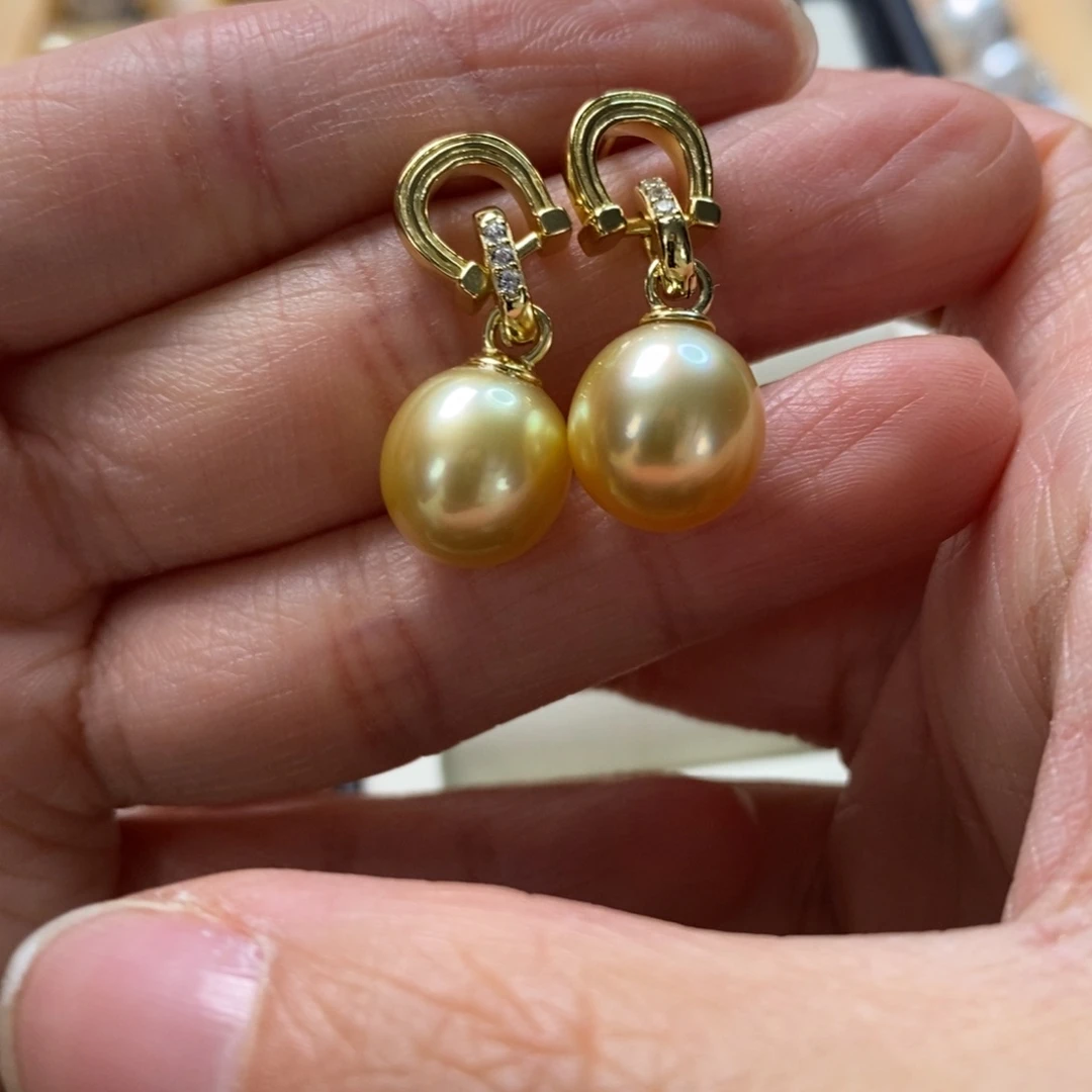 海水珍珠耳饰银S925镶嵌豆*豆