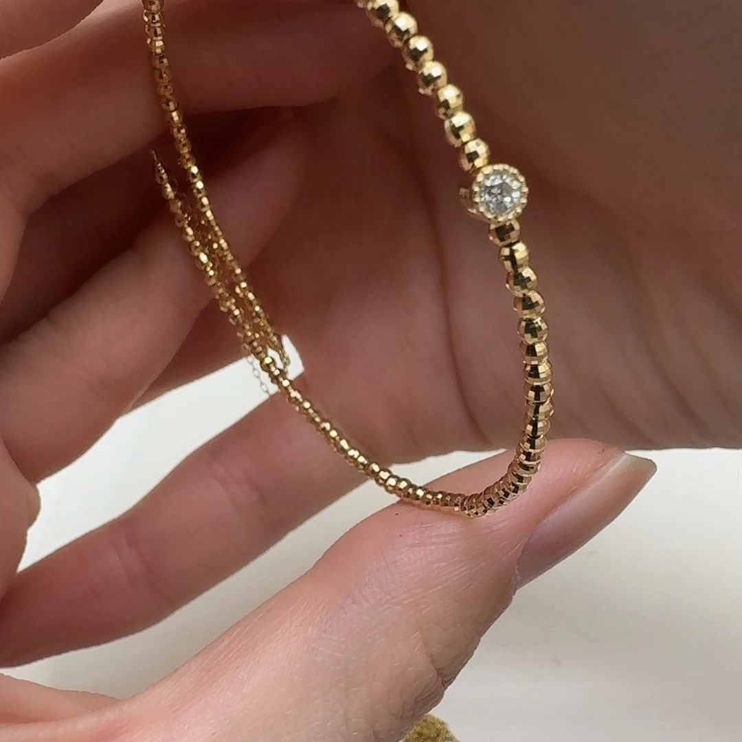 钻石手镯18K金镶嵌成品