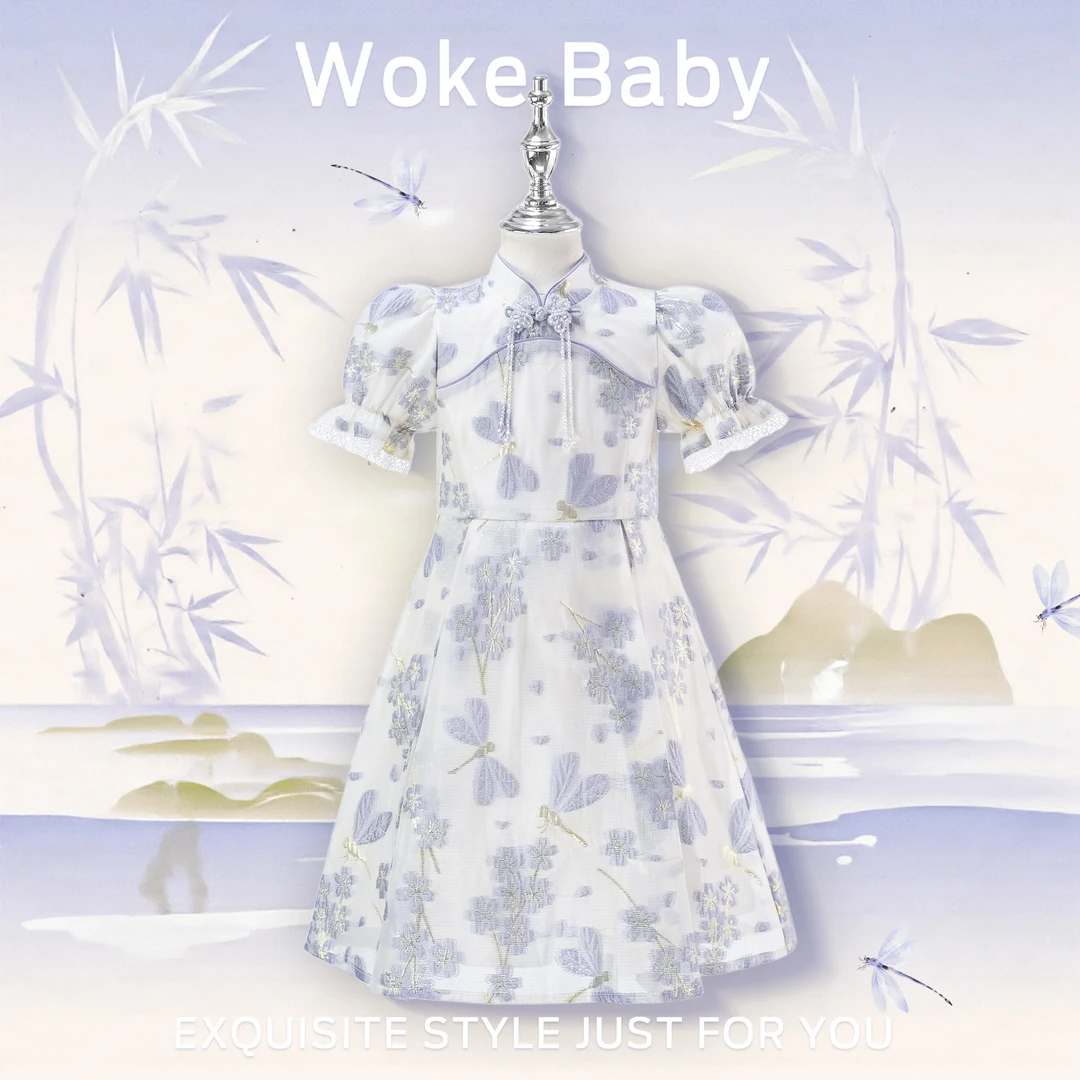 【现货】女童夏季可爱中大童中领套头汉服连衣裙M5431