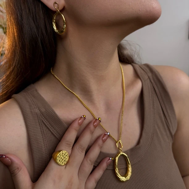 铜合金耳饰 【3件套】不易变色日韩法式铜合金女金色珠宝简约1019