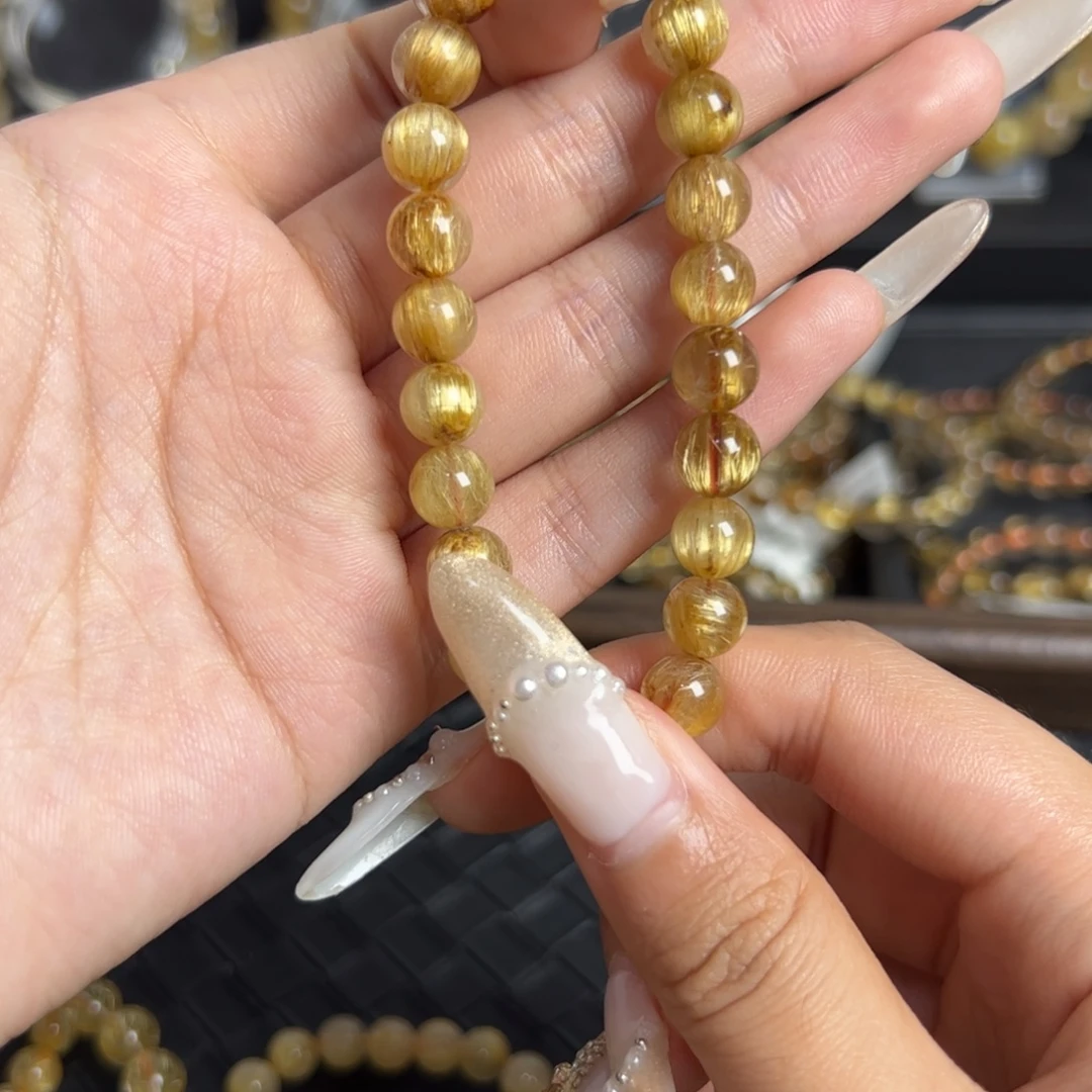紫***壳水晶手链未镶嵌天然金发晶
