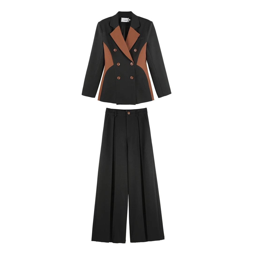 模块拼接赫本风高级感撞色拼接气质套装HBZXP641478