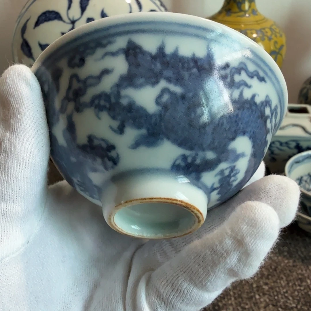 光***酥青花杯子一件完整完整