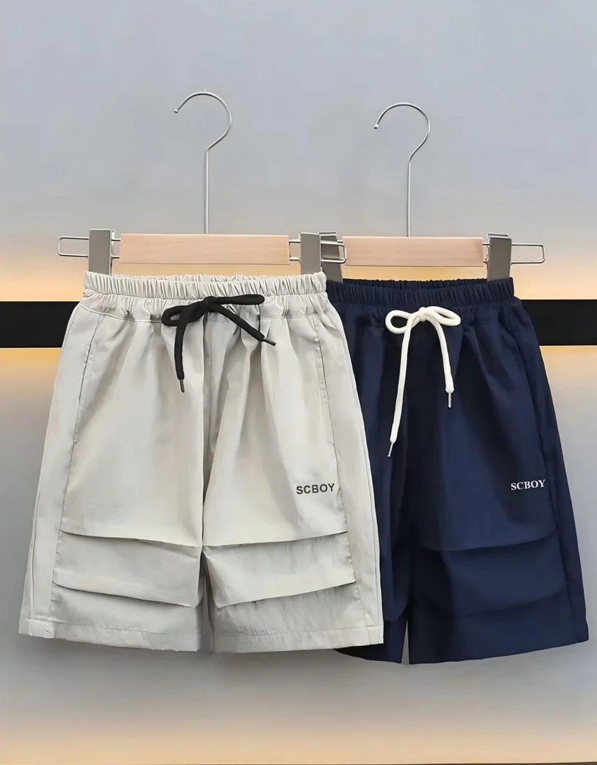 【实体品质】儿童薄款弯刀裤新款韩版男童宽松纯色百搭休闲五分裤