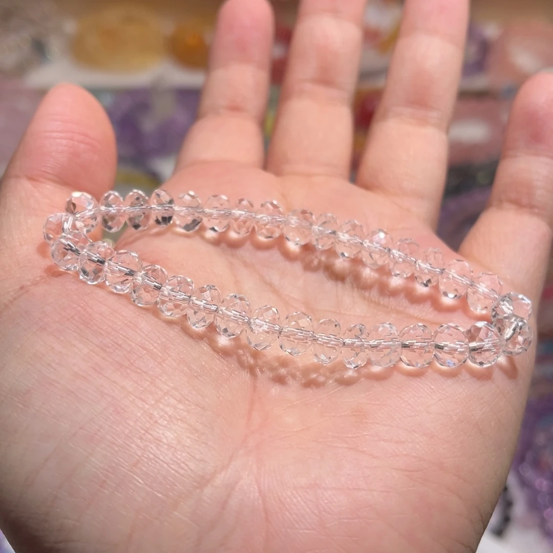 水晶未镶嵌手链7m白水晶算盘珠