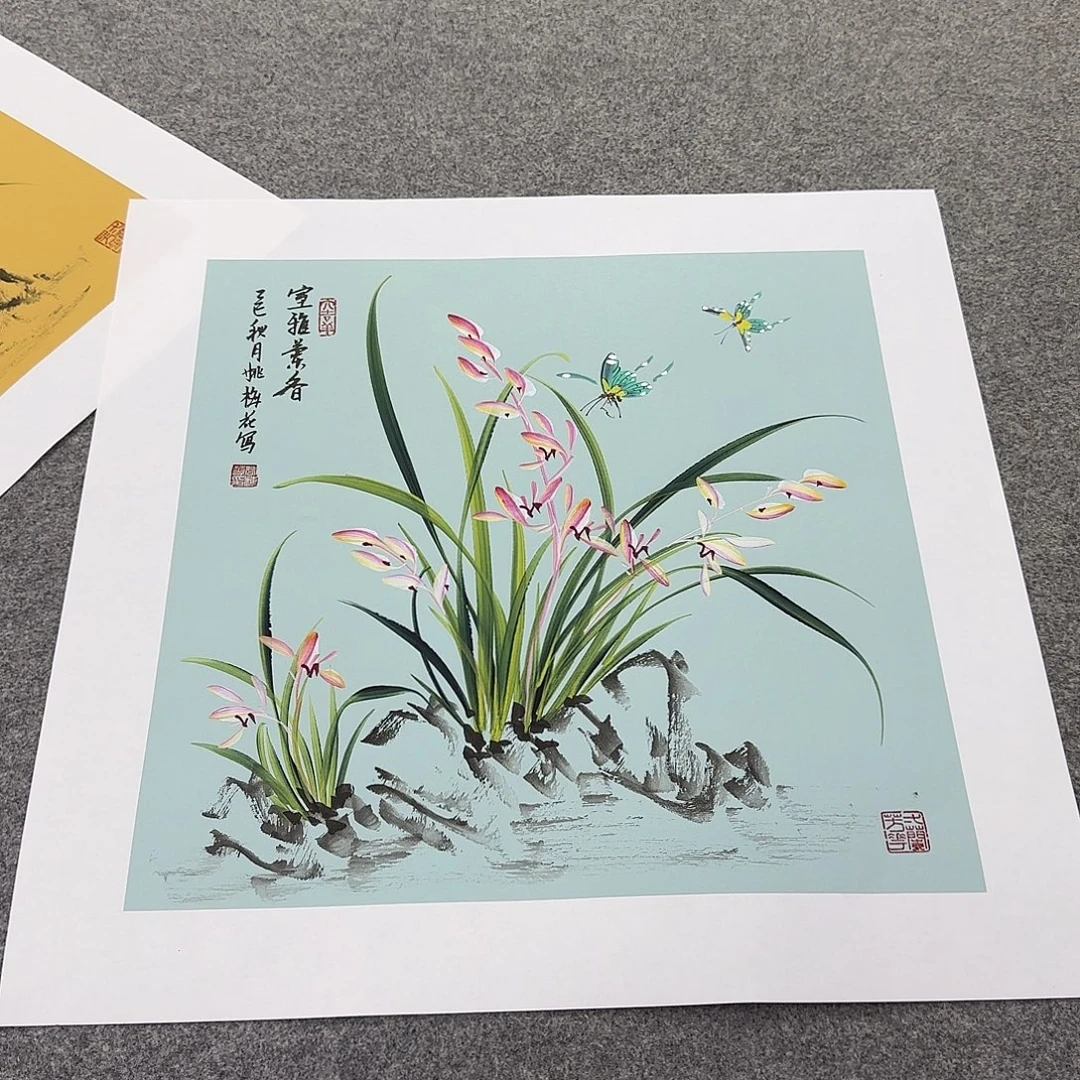 国画国画立体兰花作品