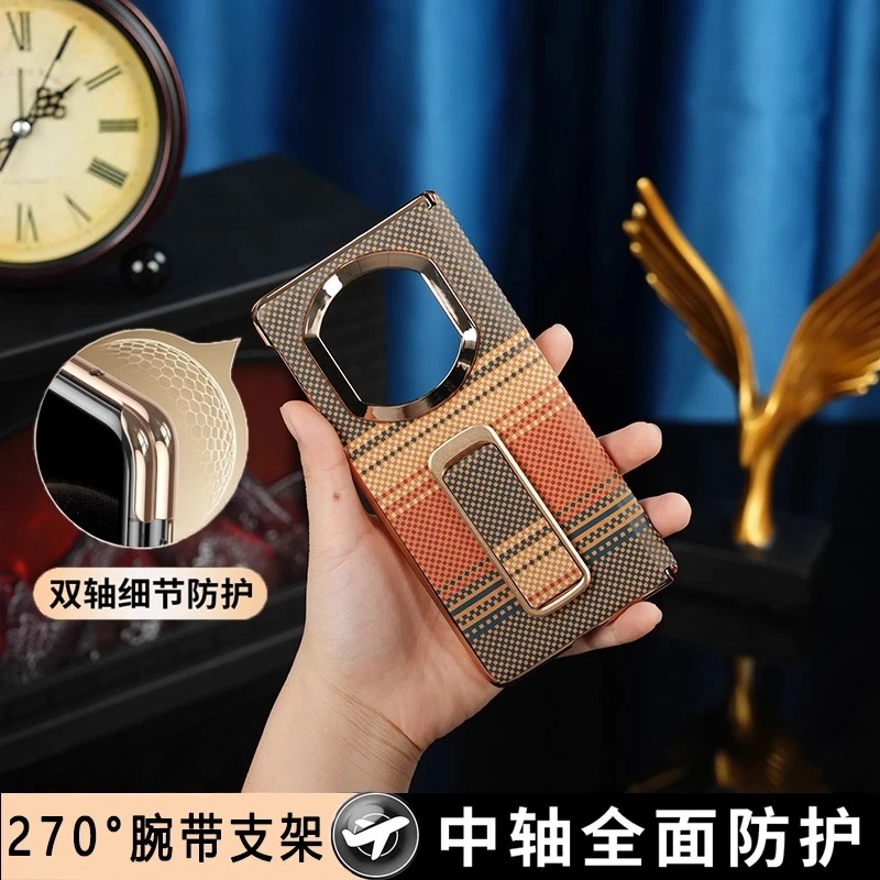 适用华为MateX7手机壳中轴保护套X7典藏版翻盖铰链全包旋转腕带