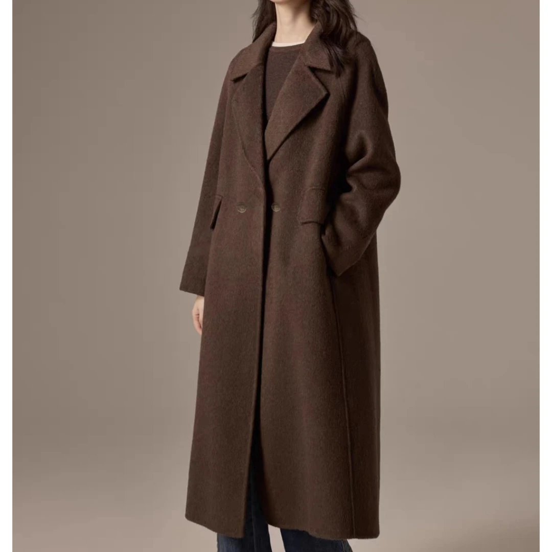 2025时尚气质长款高级感双面骆驼绒呢子大衣7503QX