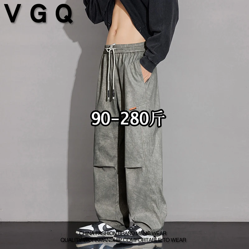 VGQ男士春秋季休闲裤加肥大码胖子一裤两穿运动百搭抽绳工装裤子