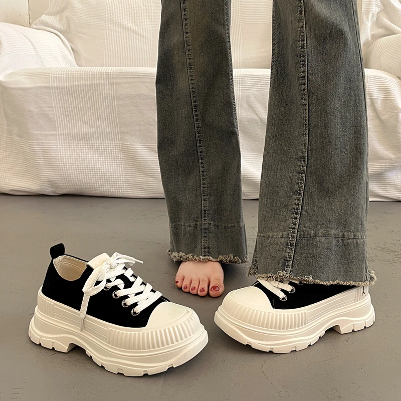 超火！超火厚底增高帆布鞋女百搭小白鞋2025新款夏季爆款小众休闲