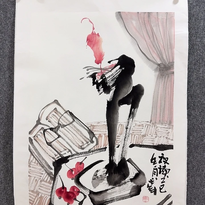 国画靳长年手绘作品