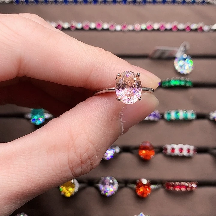 双色碧玺戒指银S925镶嵌