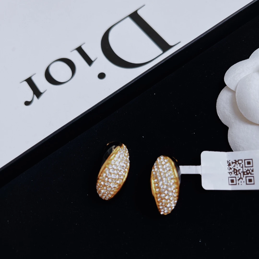 95新 DIOR/迪奥 柚礼中古/迪奥黑金耳夹lz408987