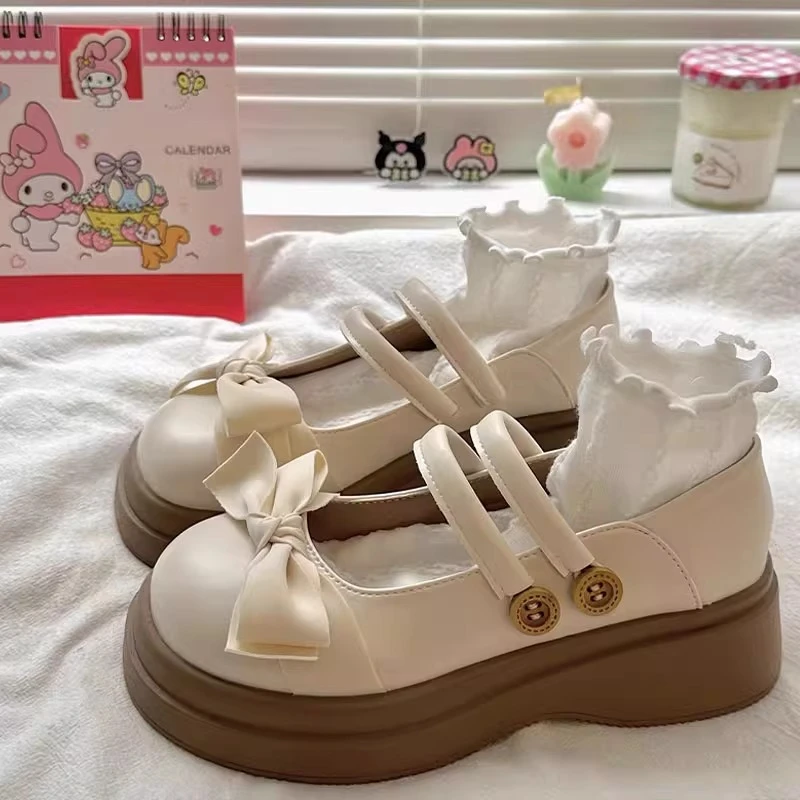 女童小皮鞋儿童鞋春夏秋季2025新款女孩公主蝴蝶结配裙子松紧童鞋