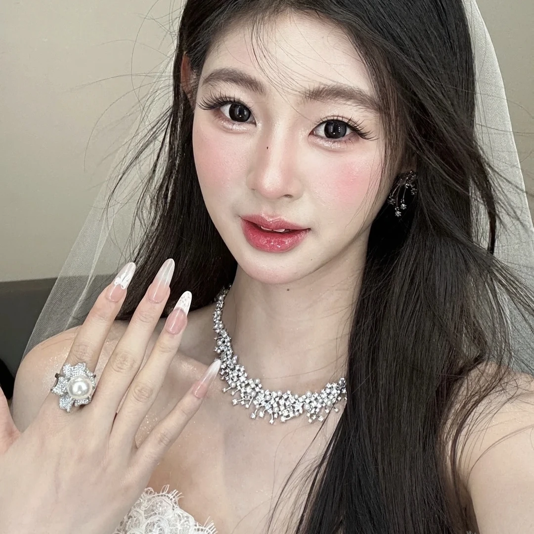 铜合金锆石项链 3011｜璀璨星云 锆石新娘主纱礼服项链