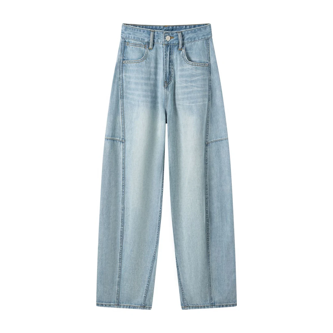 【秋秋专属】高级定制新款女式浅色休闲垮裤牛仔裤GDNZ070