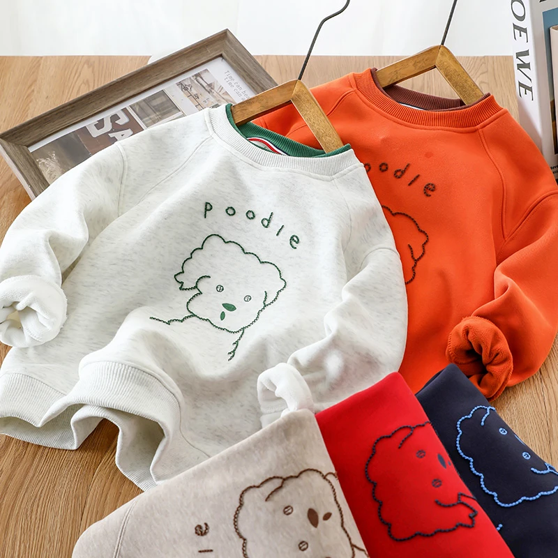 2025新款男童加绒卫衣儿童加厚圆领打底衫中大童一体绒上衣秋冬款