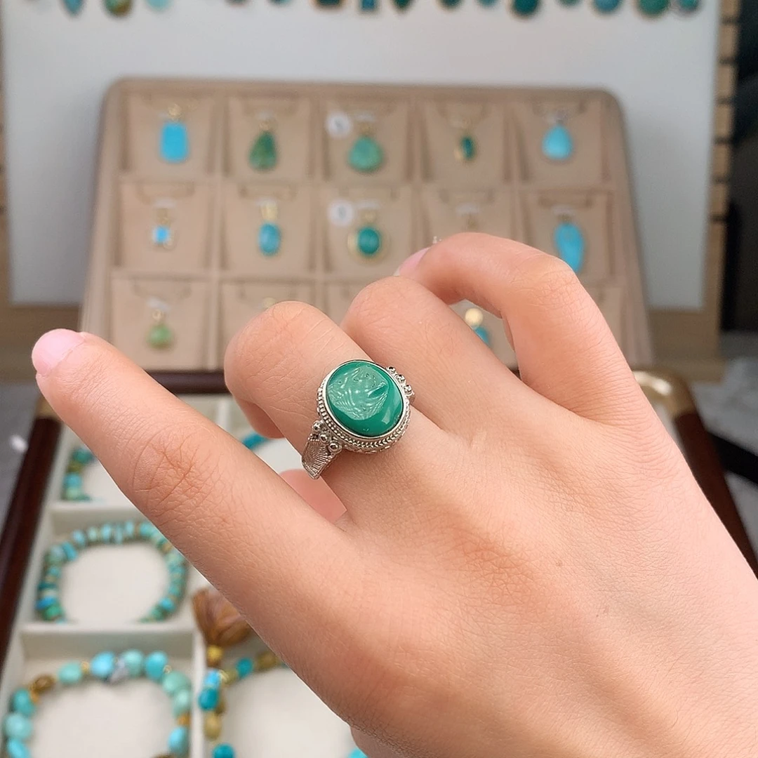 绿松石银S925镶嵌戒指