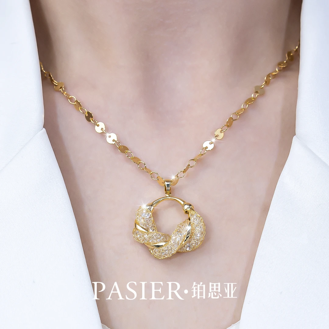 铜合金合成锆石项链 铜合金  铂思亚 [雅丽] 项链BD7524