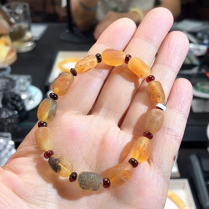 琥珀未镶嵌手链波罗的海原皮海飘料蜜蜡
