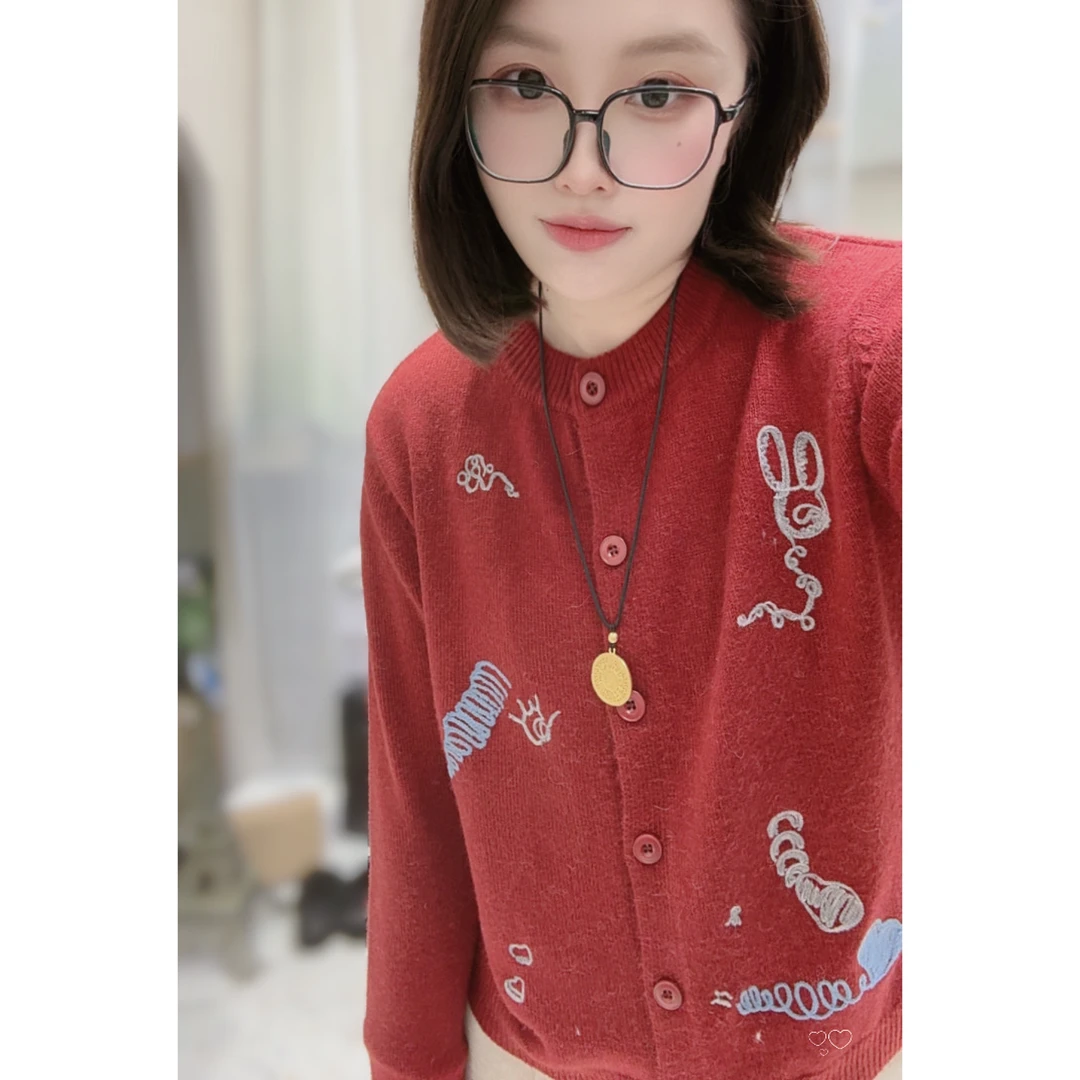 【真毛刺绣开衫～】羊毛浣熊高品毛衣～濮院品牌货