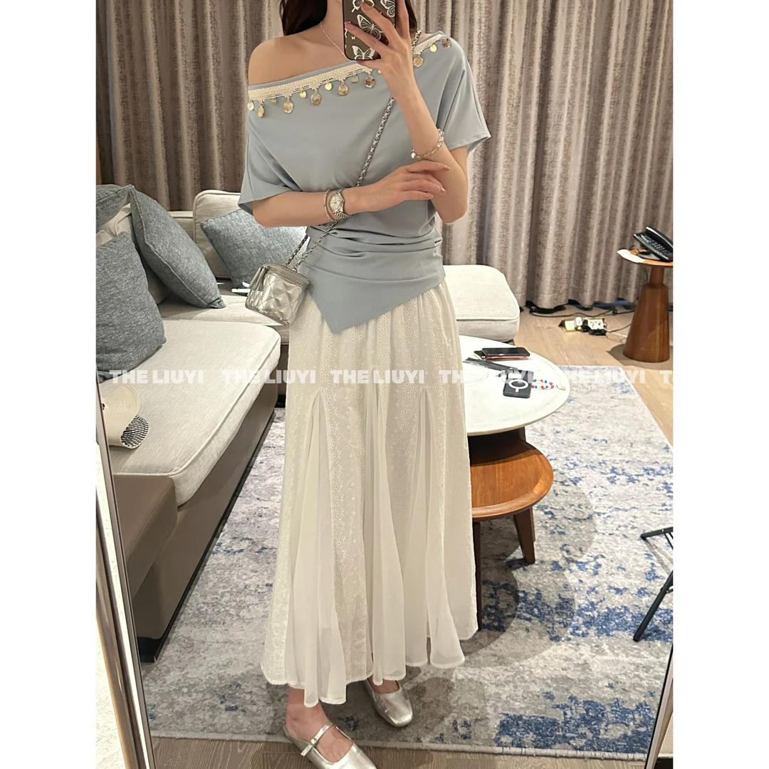 【LIUYI】香氛裙～夏季重工蕾丝拼接长裙54041