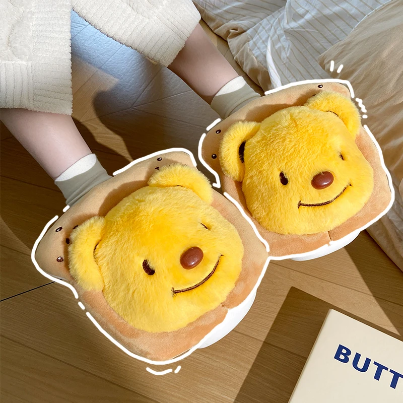 可爱卡通小熊棉拖鞋女冬季室内居家保暖防滑厚底棉拖加厚毛绒毛拖