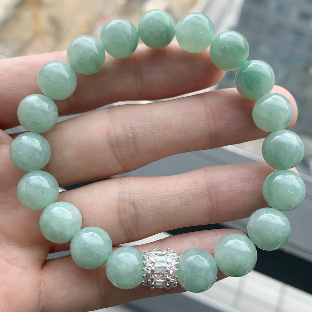 八七珠宝翡翠CP种水圆珠手串 多样性发一件 天然A货翡翠